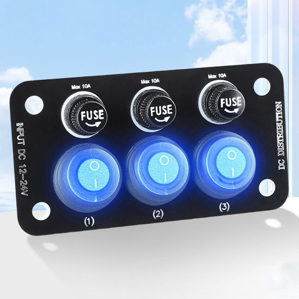 12V-24V Toggle Switch Panel Light 10A Fuse Blade Car Switch Panel Lighter Socket for Boat Truck Trailer Camper Caravan RV