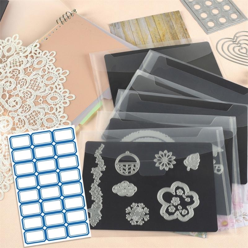 Rubber Magnetic Sheets and Clear Cutting Die Storage Bag Set for Scrapbooking Card Making Supplies Includes Sticker