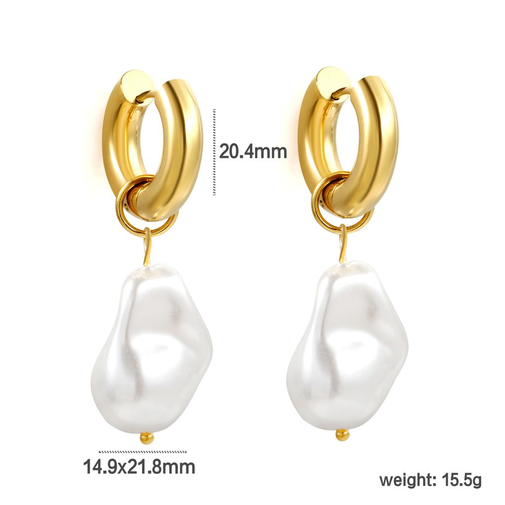 Elegant Baroque White Pearl Earrings Fashionable High-End Pearl Jewelry