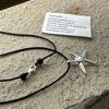 Women's 925 Silver Starfish Black String Long Necklace