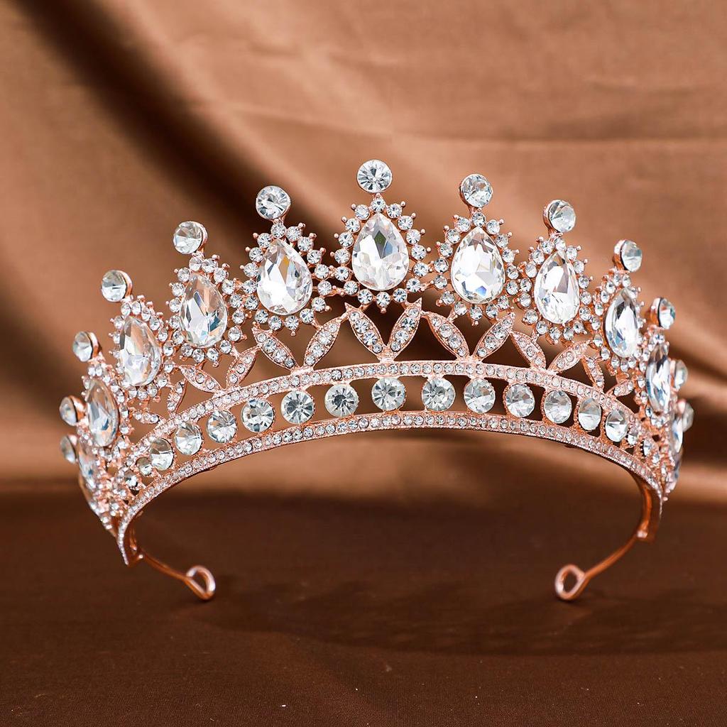 European & American Tiara Bridal Headwear: Princess Crown with Alloy & Inlaid Diamonds
