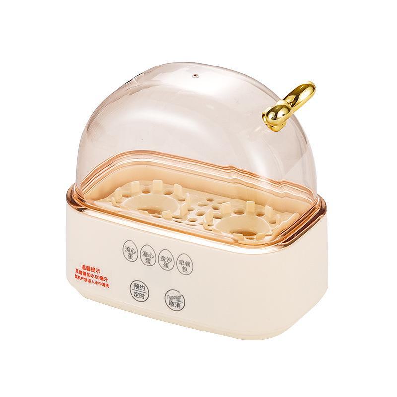 Dual Egg Cooker & Breakfast Steamer: Compact, Multi-Function, Timed Cooking for Eggs & Buns, Ideal for Home & Dorm.