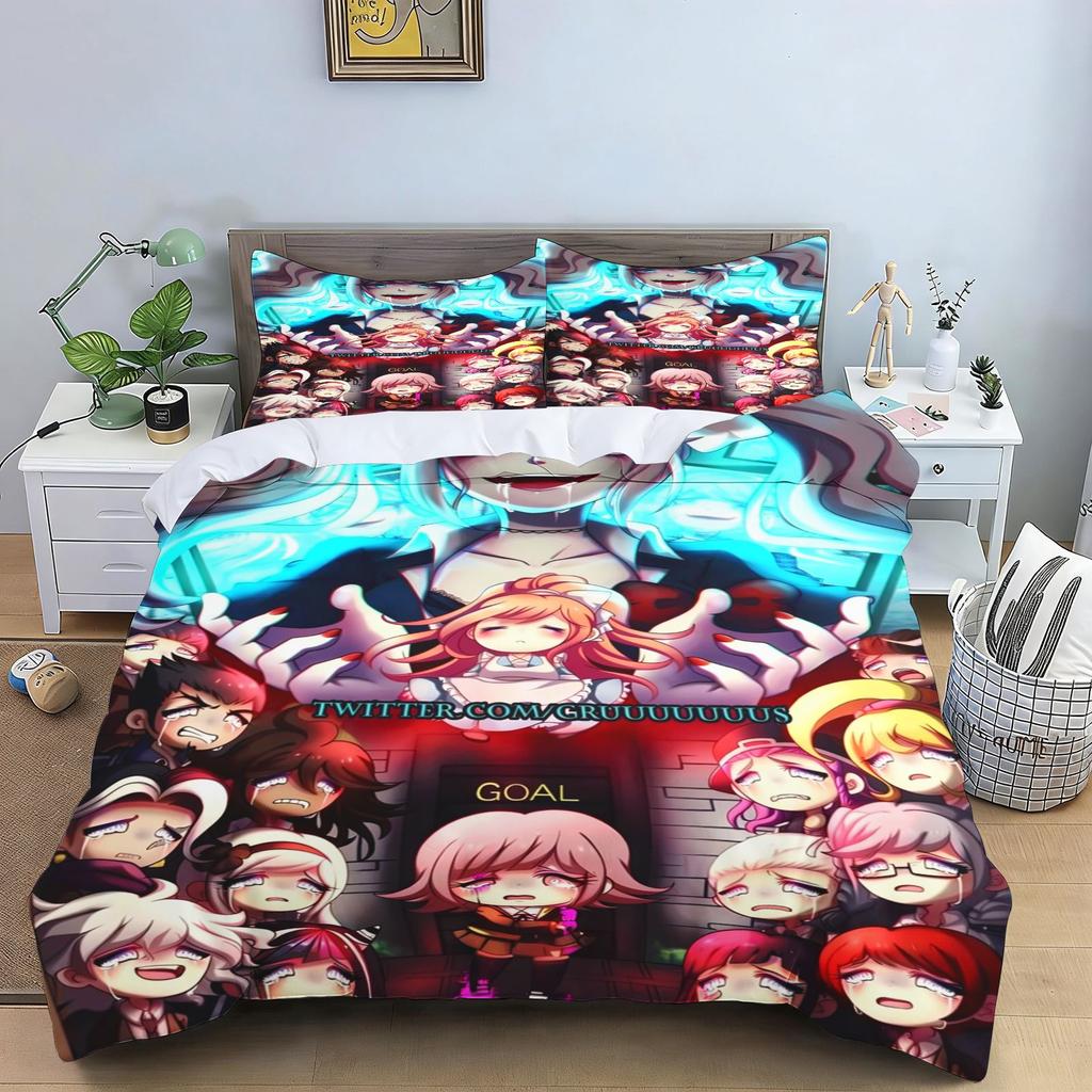 Danganronpa Anime Duvet Cover Set Monokuma Cartoon Bedding Set Quilt Cover Pillowcase Soft Bed Bedroom Decor Home