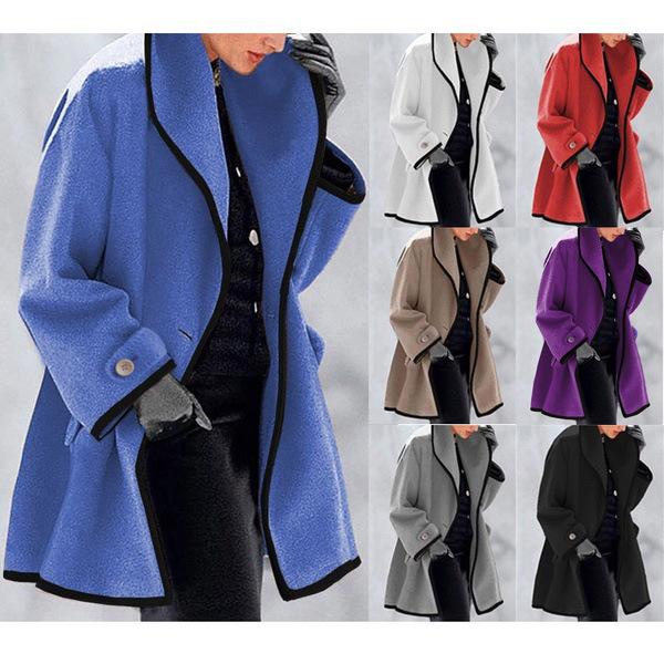 2026 Women's Multicolor Oversized Collar Hooded Loose Wool Coat - European & American Autumn/Winter Fashion