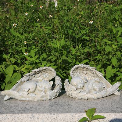 1 Stück Engelskatze und Hund Handwerkskunst Ornamente, Harz Handwerkskunst, Gartengestaltung Dekoration Engelskatzen und Hunde