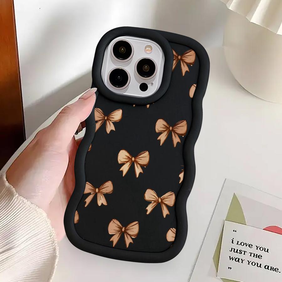 Soft Phone Cover Case for iPhone 17 Air 15 Plus 12 14 8 16 Pro Max 13 XR 11 Pink Bow