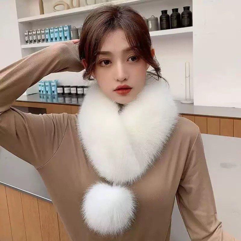 Luxury Velvet Texture Winter Scarf Solid Color Thickened Neck Scarf Soft Warm Neck Warp Women