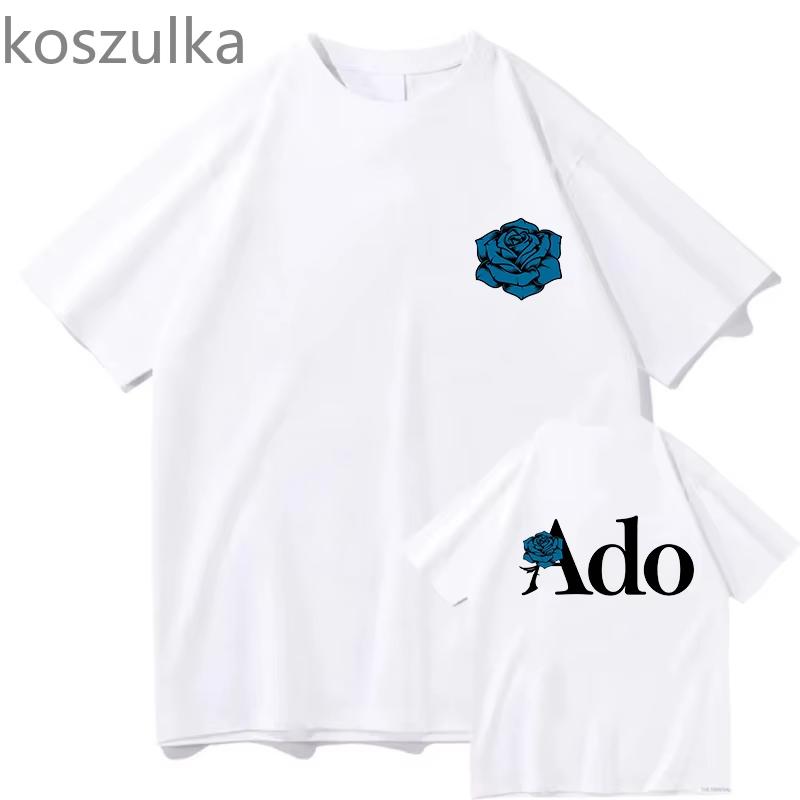 Wish World Tour Merch Tee Women Men Fashion Casual Harajuku Short Sleeve Kpop Goth Vintage Pure Clothes Ado Blue Rose T-shirts