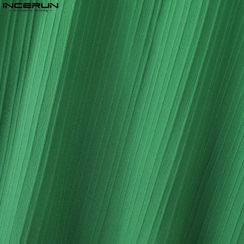 INCERUN Oversized Men's Short Sleeve Lapel Neck Casual Texture Tops T-shirts