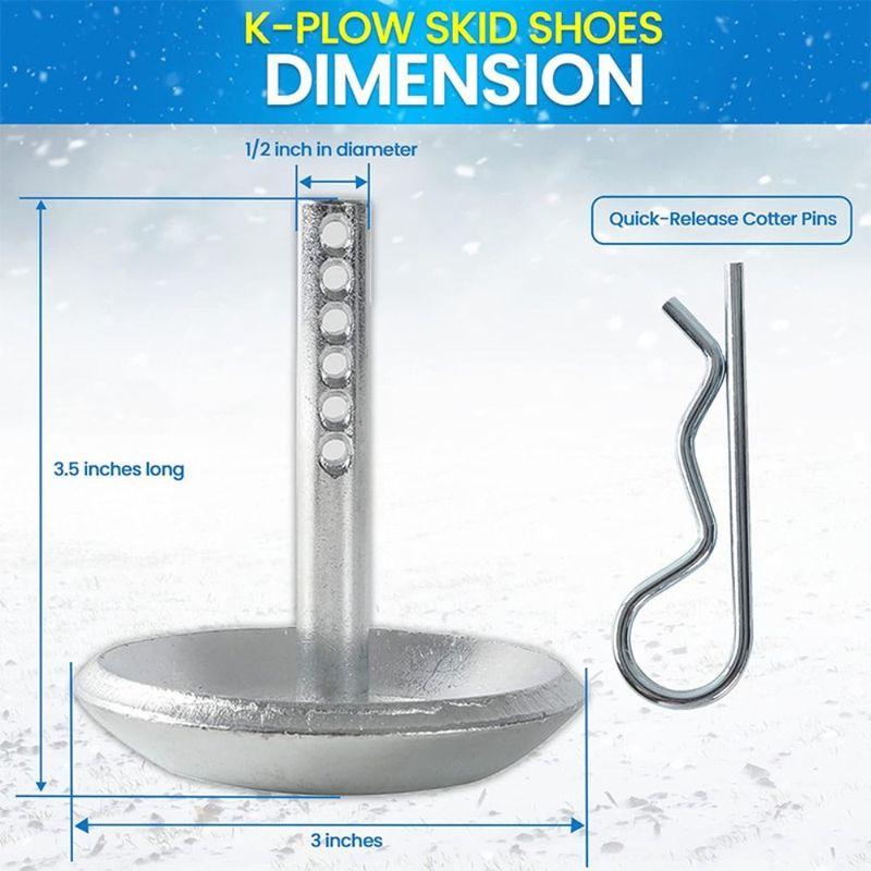 Heavy Duty Steel Snow Plow Skid Shoe Stainless Steel Adjustable Pin Replacement Skids Round Shaft Non-Slip Design Snow Plow Feet