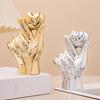 Love Gesture Single Hand Statue Ceramic Heart Hand Sculpture Golden Silver Table Ornament for Living Room Bedroom Bookshelf Desktop Decor