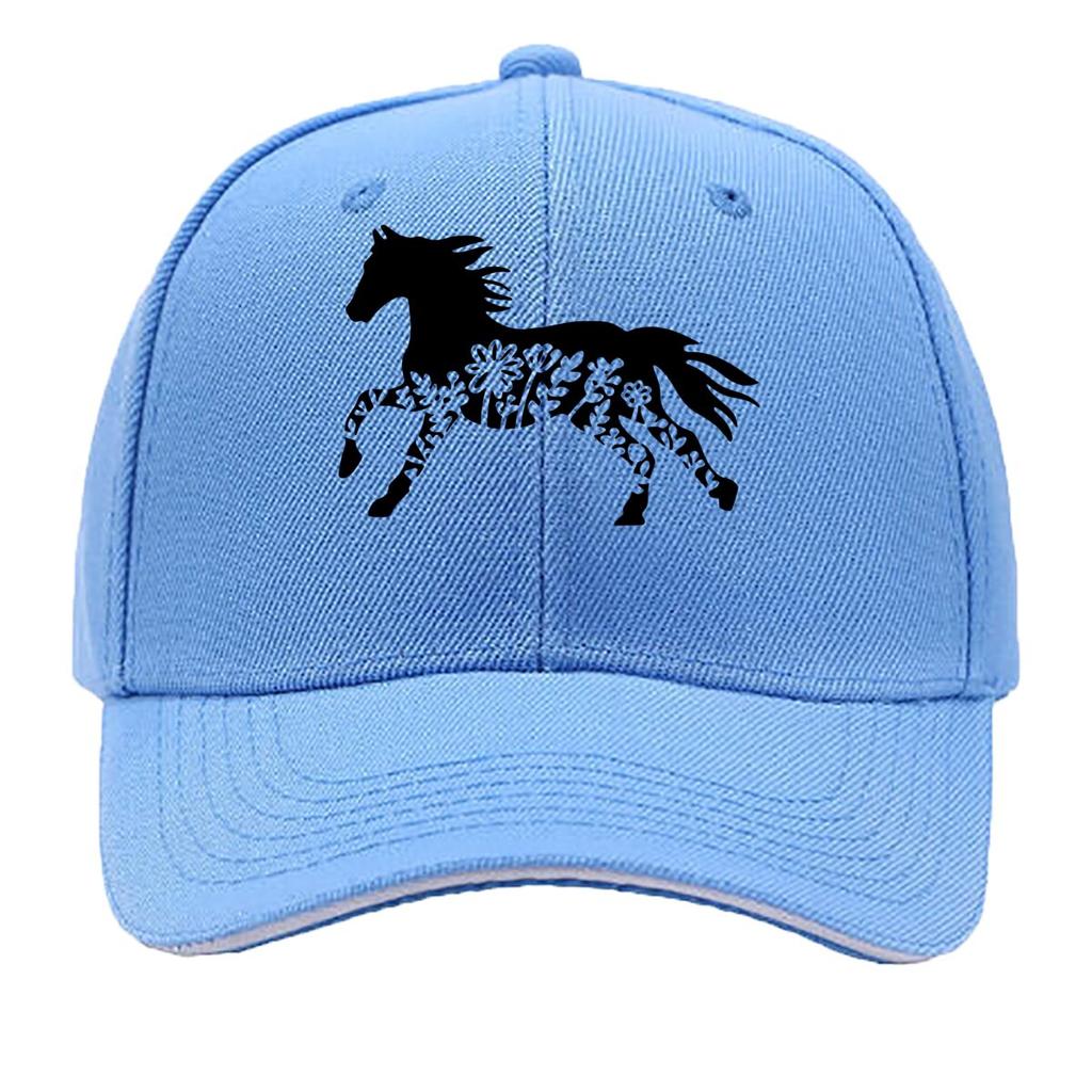 One Top Unisexs and Womens Same Style Small Flower Horse Animal Print Spring and Summer Sunshade Net Sandwich Baseball Cap