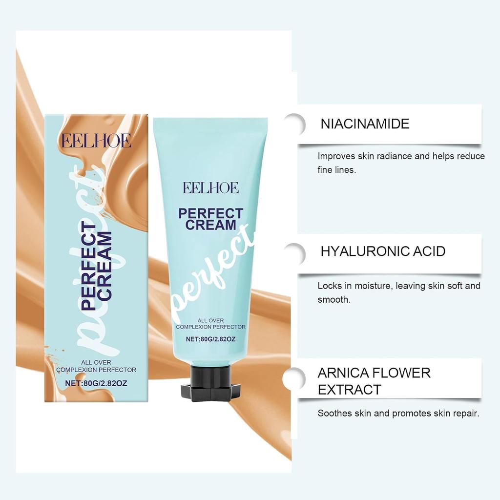 Perfect Cream All-Over Teint Perfektionierer – Langanhaltende CC Cream Foundation Wasserdicht mit Feuchtigkeitsspendendem Schimmerndem Glanz für Gesicht & Körper