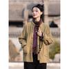 25 winter new cotton and linen women's Chinese retro stand-up collar buckle padded jacket women's padded thickened Zen ramie cotton jacket