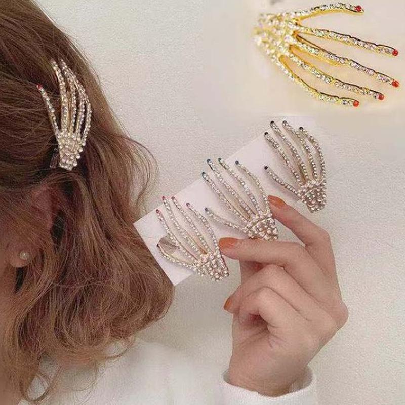 1Pc Punk Style Skull Claw Hand Bone Hair Clips Alloy Hairpins Headband Barrettes