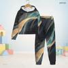 Kids Boys Girls Colorful Splash Printed Hooded Long Sleeve Sweatshirt Cuffed Pants Two Piece Set
