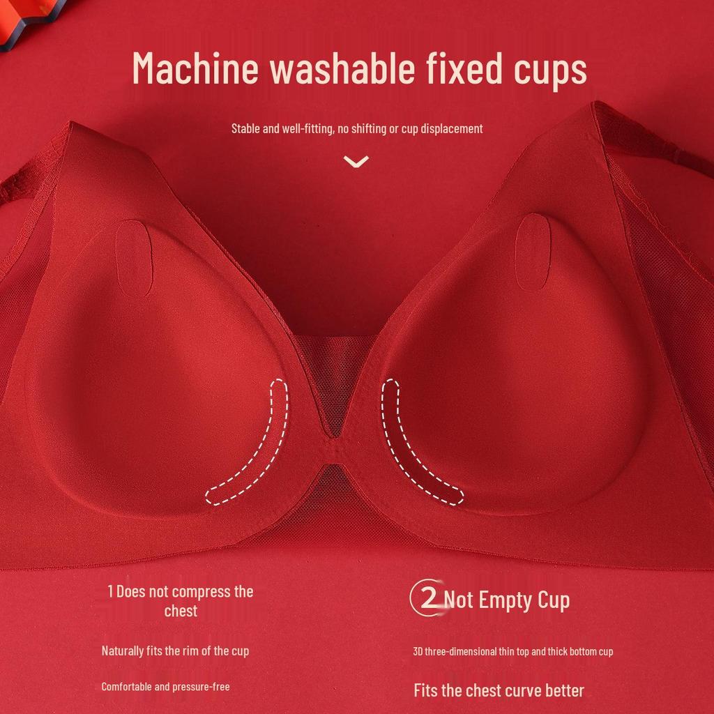 Women's Red Tiger Year Bridal Lingerie Set: Seamless Mesh Push-Up Bra & Panty Gift Box
