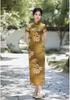2026 New Chinese Style Silk Cheongsam: Summer-Autumn Retro Long Dress, Slim Fit, Double Layer for Banquets & Performances