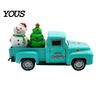 Christmas Table Centerpiece Pickup Truck Figurine, Vintage Car Statue with Santa Claus, Decorative Metal Tree, Snowman, Miniature Alloy Vehicle