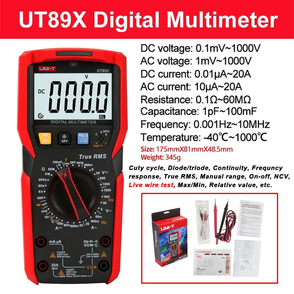 Professional Digital Multimeter UNI-T UT890C UT89X UT89XD UT105+ UT107+ UT61B+ UT61D+ UT61E+ Voltmeter Ammeter Electric Tester