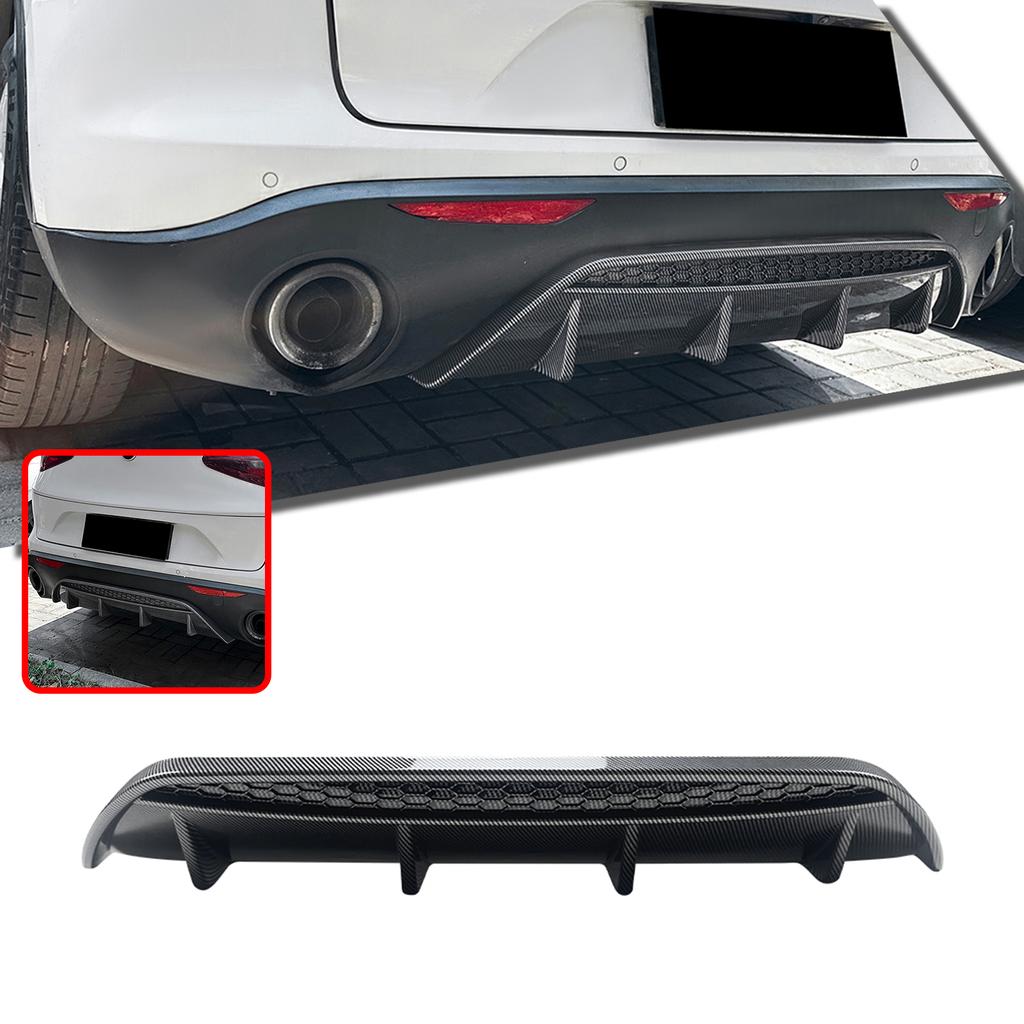 Per Alfa Romeo Stelvio 2017-24 Diffusore Posteriore Lip Look Fibra di Carbonio/Nero Lucido Spoiler Coda Bagagliaio Splitter Protezione Copertura