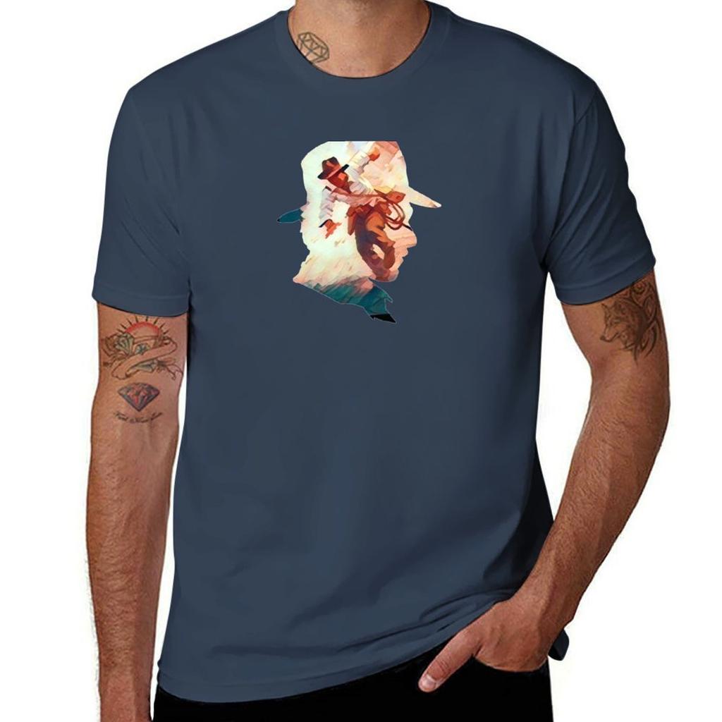 The Man in the Hat II Indy TShirt Basic Solid Color Short Sleeve TShirt