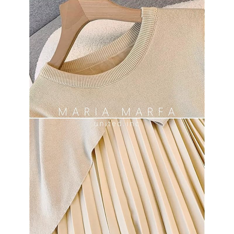 [MARIA MARFA] Set 2 piese damă tricot o piesă primăvară toamnă lungime lungă casual La modă mânecă lungă set alb murdar 5S-M04-OWM