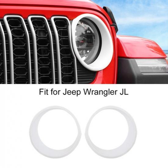 2 Stück Frontlicht Scheinwerferabdeckung Blenden Zierleisten Für Jeep Wrangler JL JT 2024+ Weiß