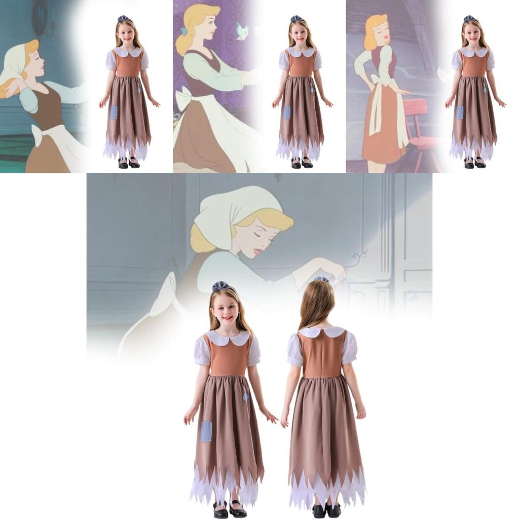 Enchanting Girls Costume Dress Featuring Cinderella And Snow White Cosplay Style For Halloween And Festivals
