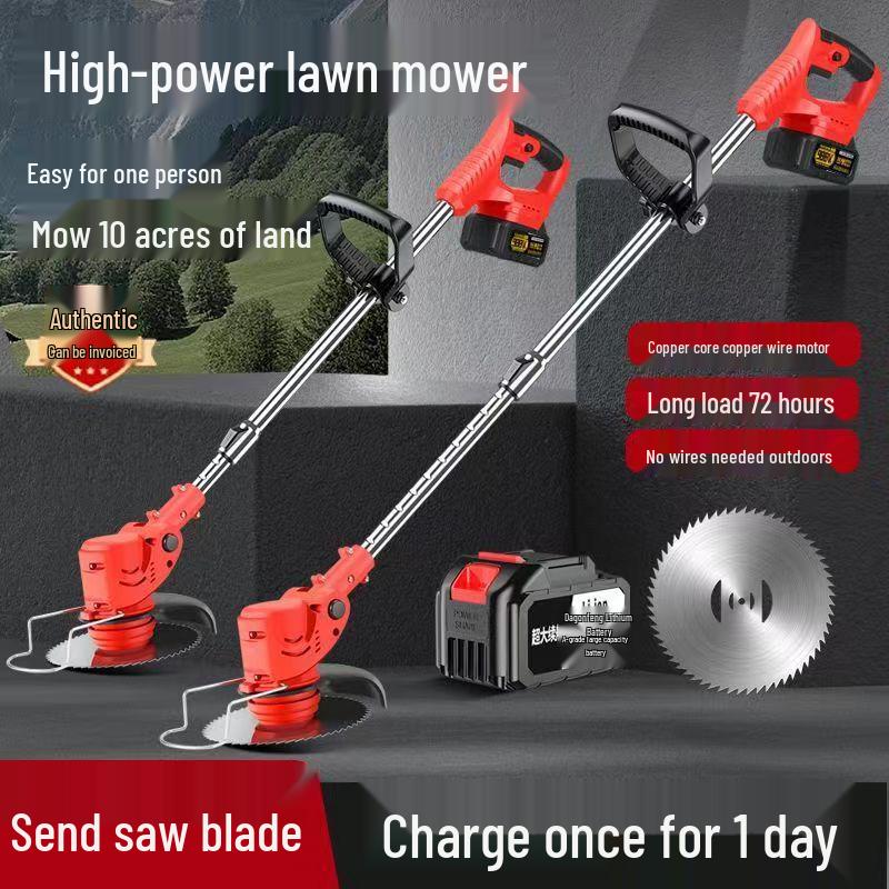 Electric Lawn Mower: High-Power Lithium Battery Grass Trimmer & Agricultural Weeder