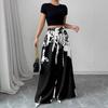 Modieuze Gedrukte Taille-cinching en Slankmakende Casual Lange Broek voor Dames