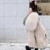 WTEMPO Autumn Winter Women Loose Detachable Faux Fur Lining Coats Large Size Solid Color Casual Hooded Jackets Women's Warm Long Parkas