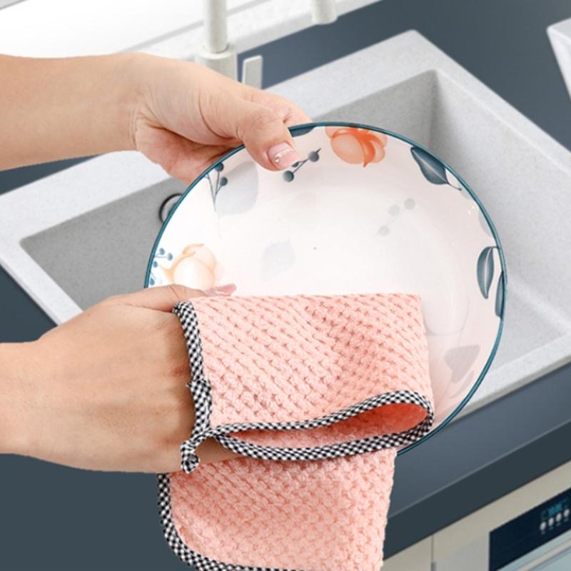 1/5/10PCS Haushalt Super Absorbent Mikrofaser Handtücher Küche Geschirrtücher Antihaft-Öl Waschlappen