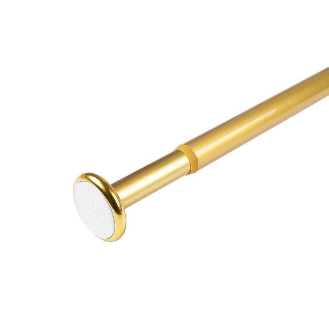 Teleskopstange für Dusch- und Türvorhänge aus Aluminiumlegierung mit großem rundem Fuß - Multifunktional für Badezimmer & Wohnzimmer 70-120 cm gold