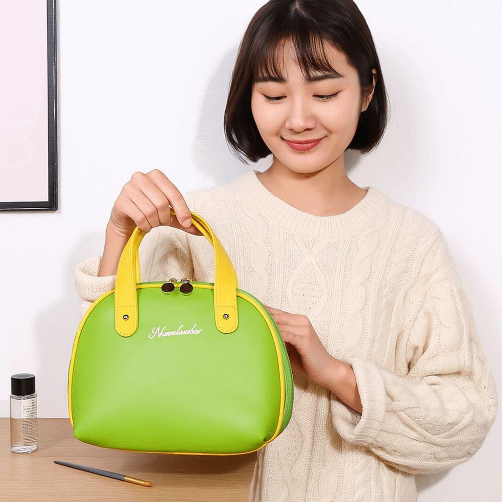 Storage Container PU Cosmetic Bag Large Capacity Washing Bag Portable Handheld  Make Up Bag  Girls