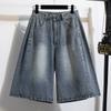DIMANAF 2026 Estate Nuovi Jeans Corti Taglie Forti Donna Pantaloncini di Cotone Denim Larghi Casual Moda Pantaloncini da Donna Abbigliamento
