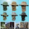 Camouflage Round Edge Hat Headgear Set Outdoor Mountaineering Bucket Hat Drawstring Windproof Benny Hat Travel Mountaineering Fishing Hat