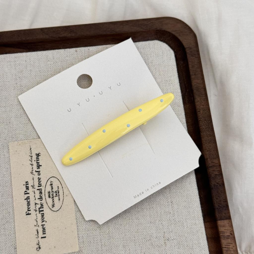 Korean-style blue and white polka dot cream-colored hair clips oil-dripping duck beak Korean-style fashionable side clips bangs