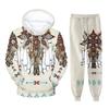 Indian Ethnic Style 3D Print Hoodies Pants Sets Men Fashion Sweatshirts Hoodie Sweatpants Two Piece Suits Tracksuit Man Clothing