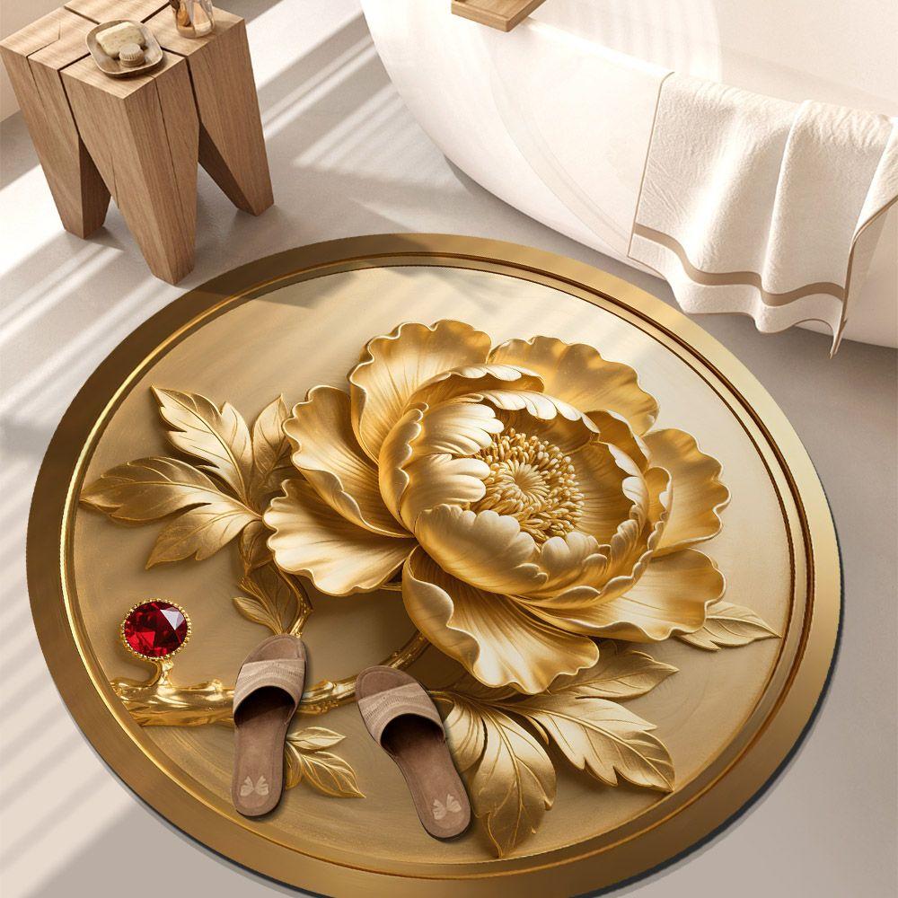 

Гостиная Домашний 3D Ковер Цветочный Напольный Коврик Круглый Домашний Коврик в Форме Лепестка Цветка Пион Diameter 80cm