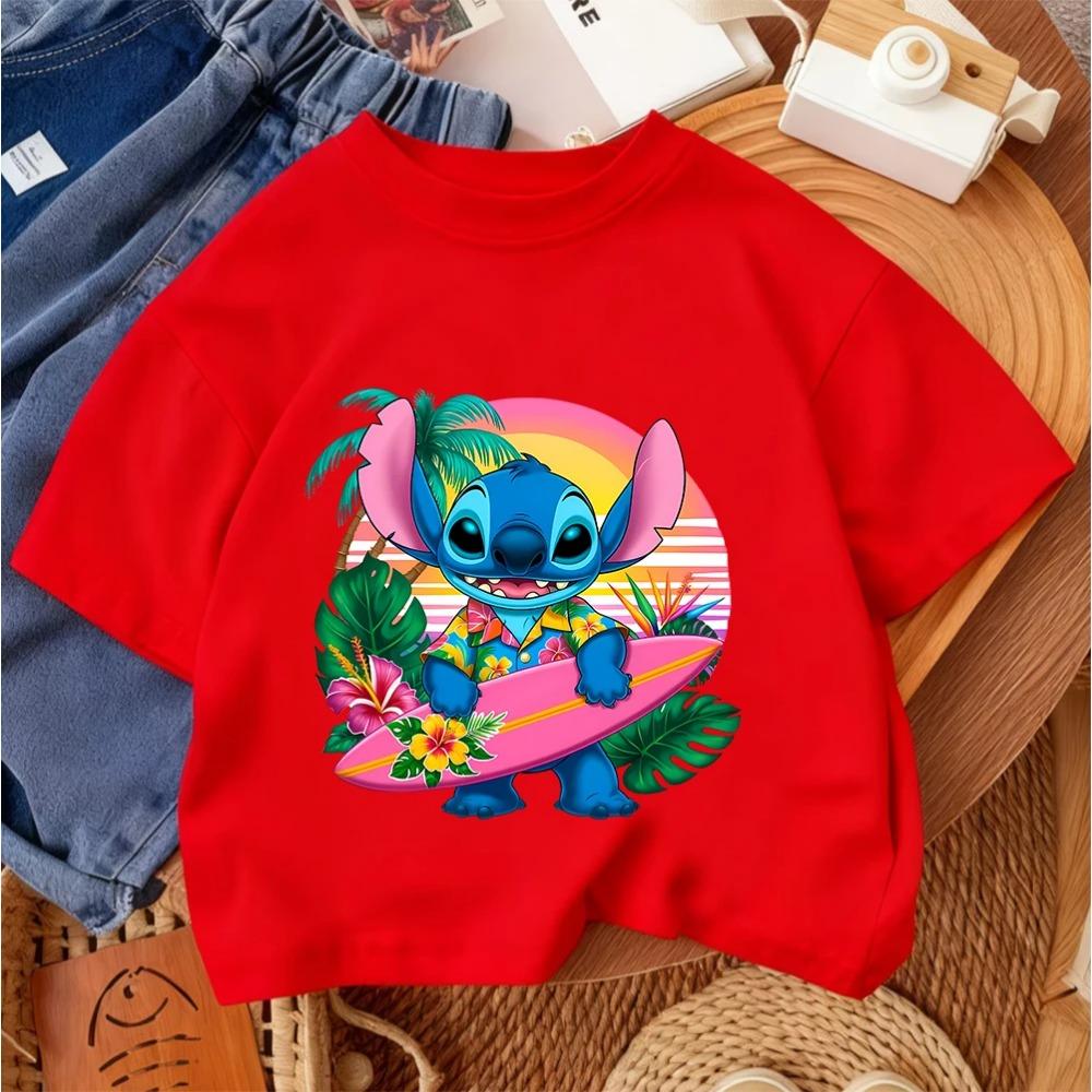 Stitches Child Cotton Tee Short Sleeve Blue Alien Ears Character Summer Daily Wear