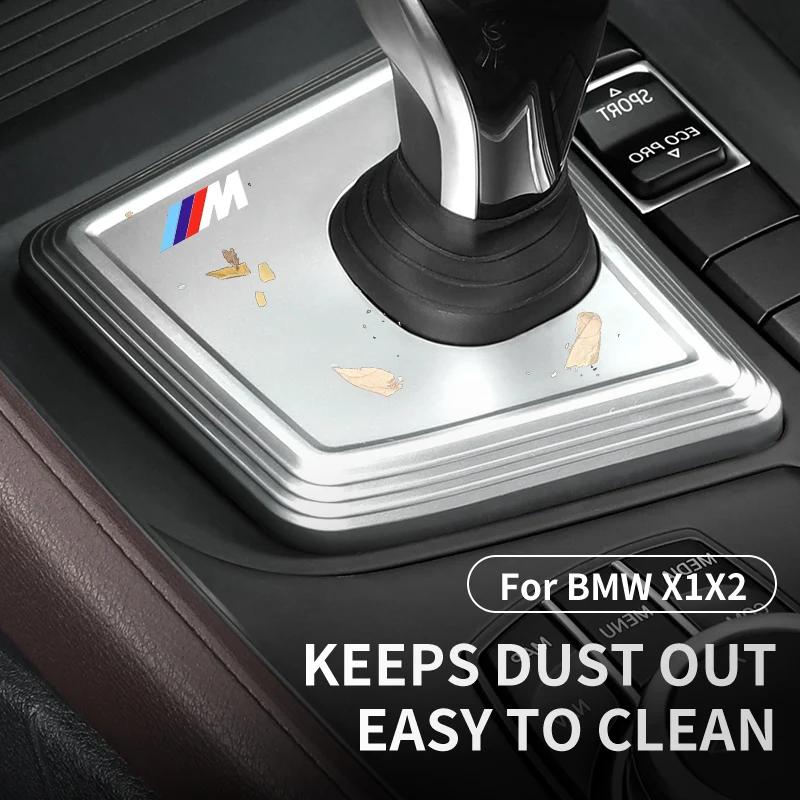 ZUWG9 New For BMW X1 X2 F48 F39 Carbon Black Car Gear Panel Cover Trim Gear Shifter Knob Boot Cover Auto Interior Decoration Acce