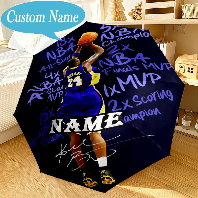 Custom Name Umbrella Kobe Bryant's Legacy Numbers Umbrella 8-Frame for Travel, Camping, Casual Lightweight Portable, Essential for Family Gifts