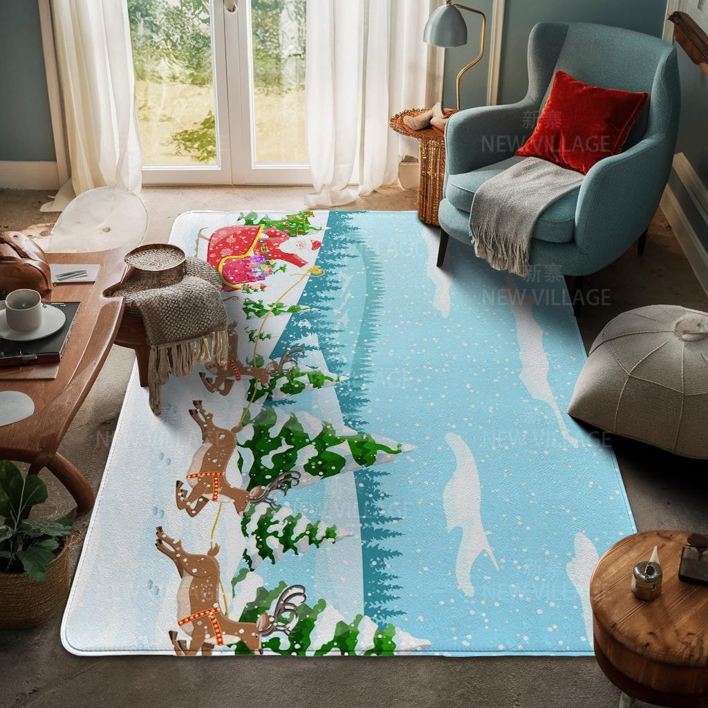 House Entrance Carpet Home Door Mat Living Room Bath Foot Bathroom Non-slip Water Absorption Rugs Bath Merry Christmas Winter