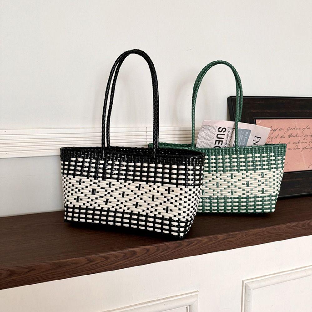 Hollow Out Weave Bag Bohemian Style Plastic Handbag Casual PVC Vegetable Basket Bag Holiday