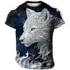 Animal Men'S T-Shirt 3d Tiger Print Fierce Beast Men Clothing Summer Casual Short Sleeved Street Cool Tops Tee Oversized T Shirt