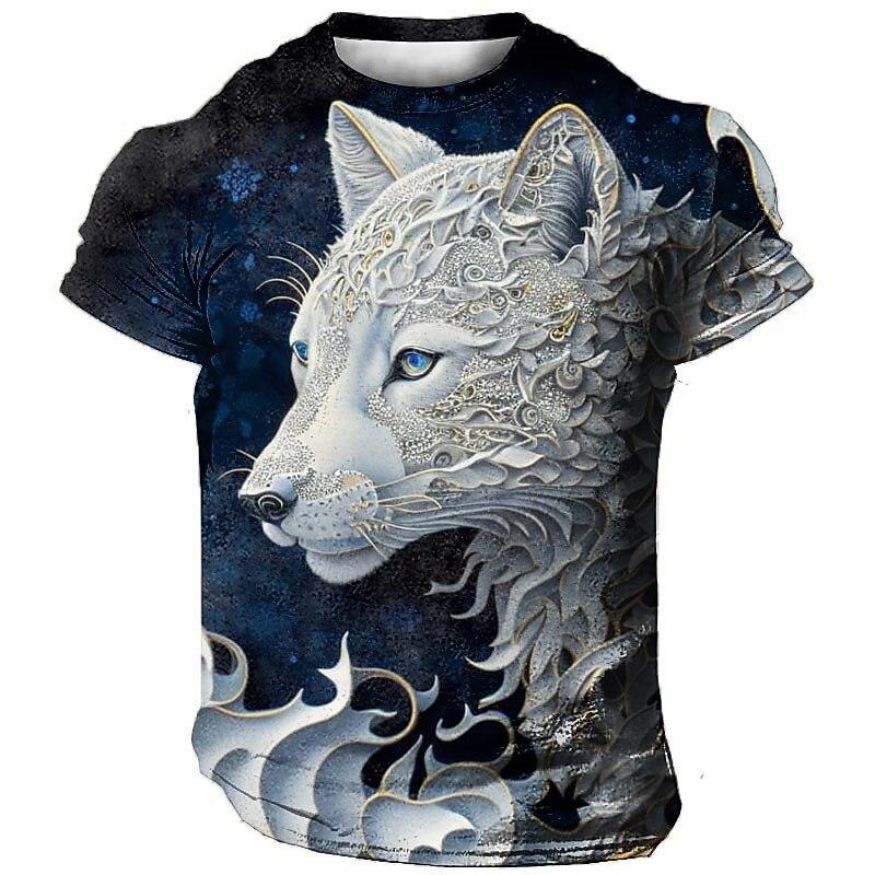 Animal Men'S T-Shirt 3d Tiger Print Fierce Beast Men Clothing Summer Casual Short Sleeved Street Cool Tops Tee Oversized T Shirt