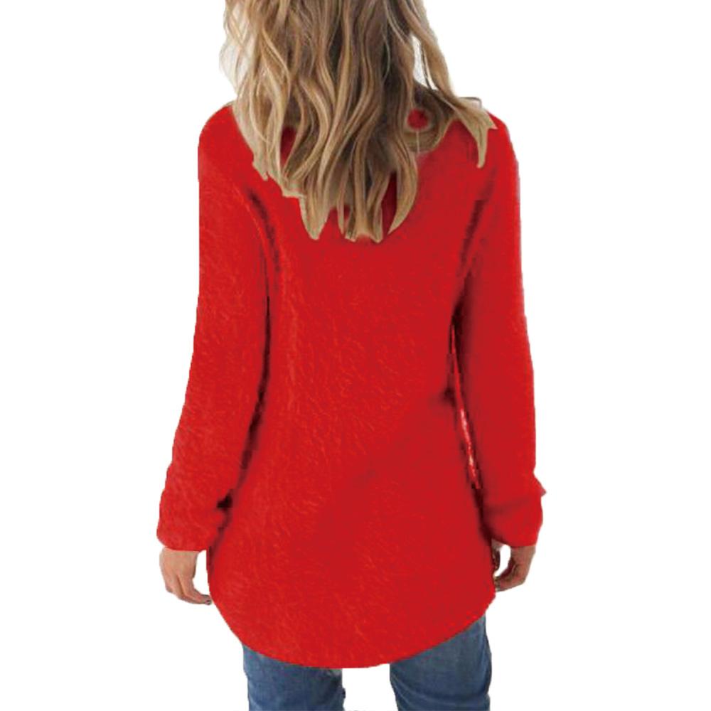 Toamnă Iarnă Femei Pulover de pluș Casual Lejer cu mânecă lungă O gât Topuri Pulover de culoare solidă Cămăși