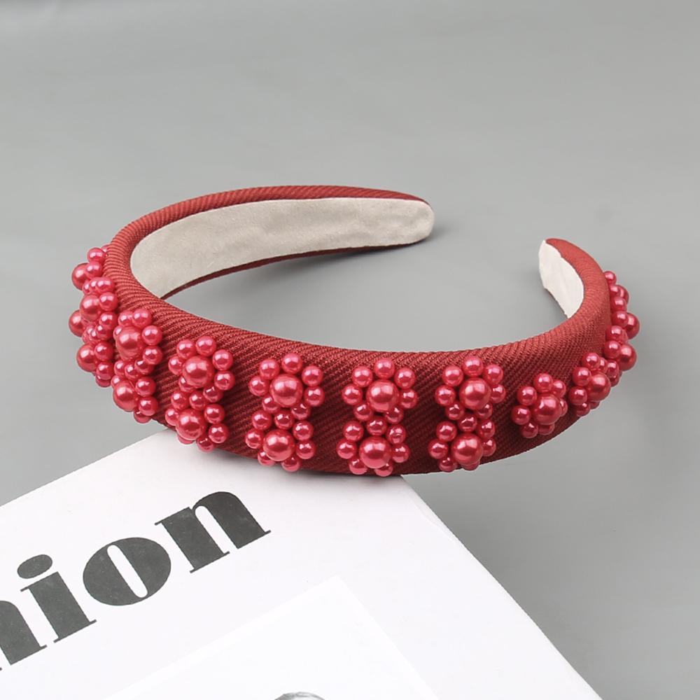 Hotselling Item Pearl Sponge Headband Handmade Nail Bead Multi-color Flower Hair Hoop Versatile and Fashionable Hair Accessories