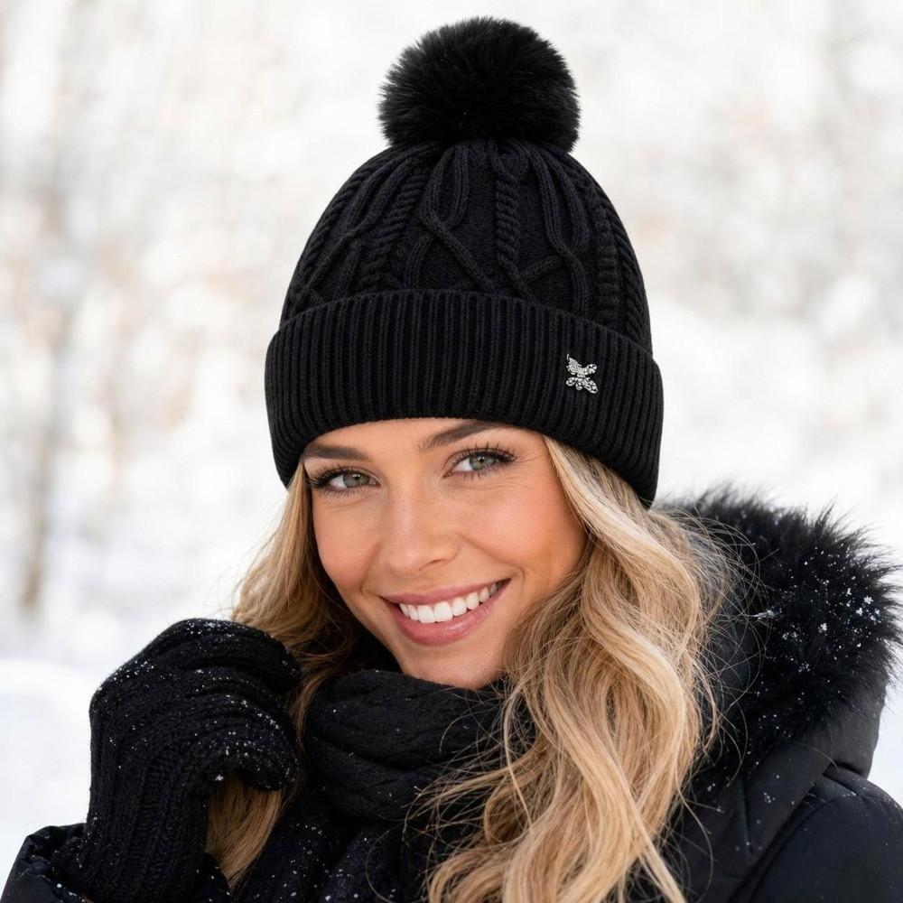Warm Winter Hat Ear Protection Pompoms Hat Casual Crochet Women's Hat Outdoor